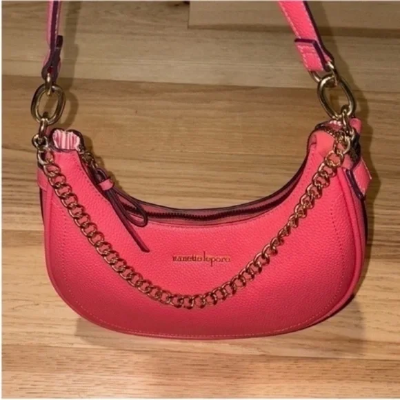 Nanette Lepore Coral Shoulder Bag with Gold Chain - Picture 7 of 7